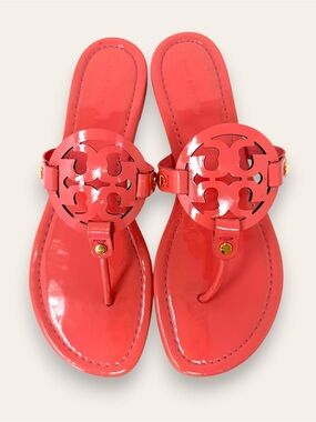 Tory Burch Patent Leather Miller Sandal Coral Crush 10.5 Women’s